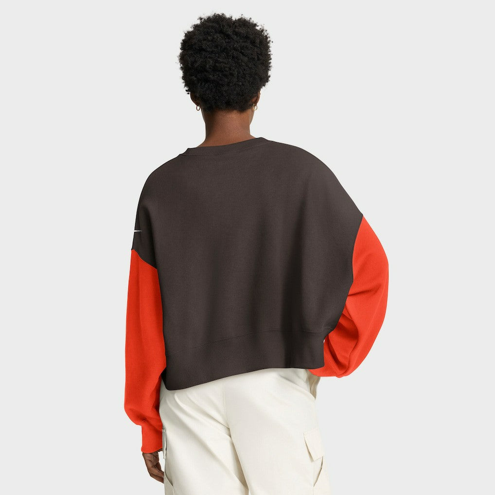 Women's Oversized Color-Block Pullover Sweatshirt - Cleveland Browns