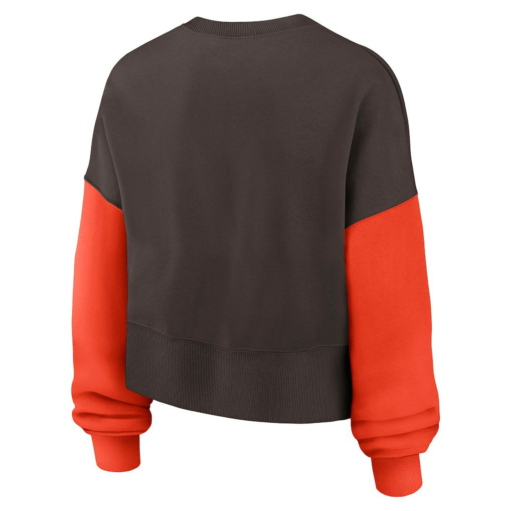 Women's Oversized Color-Block Pullover Sweatshirt - Cleveland Browns