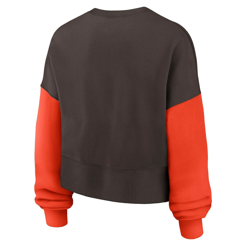 Women's Oversized Color-Block Pullover Sweatshirt - Cleveland Browns