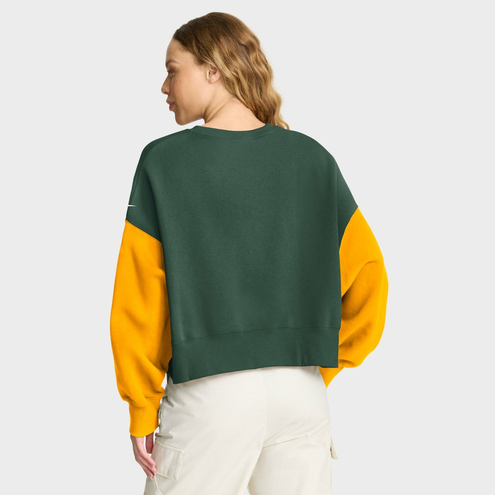 Women's Oversized Color-Block Pullover Sweatshirt - Green Bay Packers