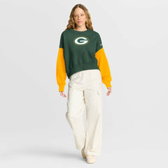 Women's Oversized Color-Block Pullover Sweatshirt - Green Bay Packers