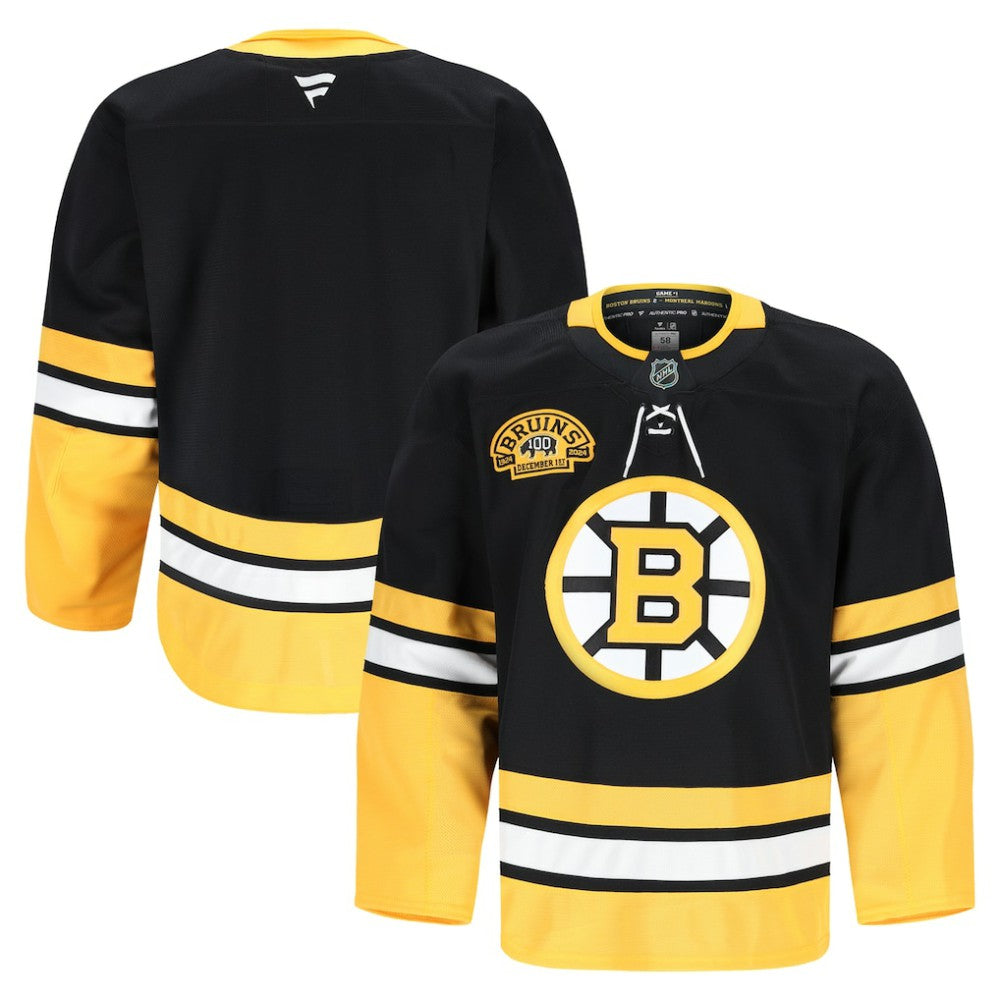 NHL Black Boston Bruins Fanatics 100th Anniversary Authentic Pro Jersey