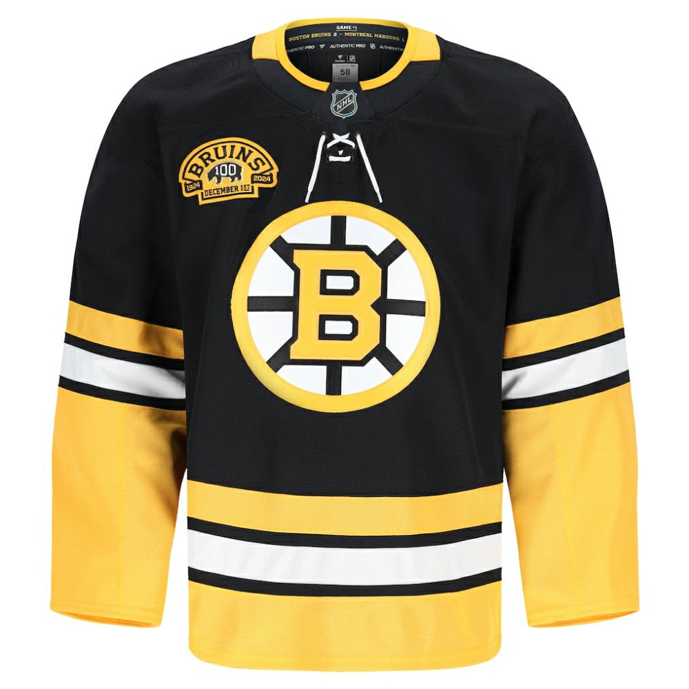 NHL Black Boston Bruins Fanatics 100th Anniversary Authentic Pro Jersey
