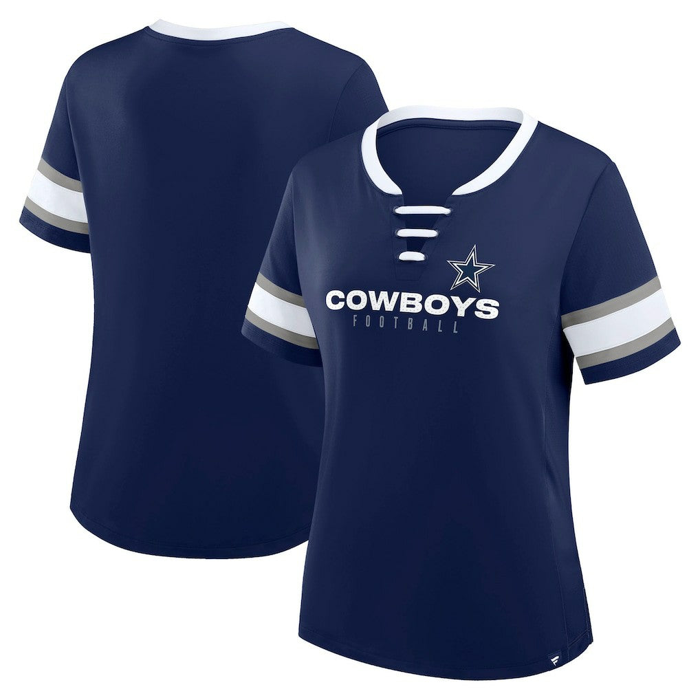 Women's Redzone Draw Play Athena Lace-Up T-Shirt - Dallas Cowboys