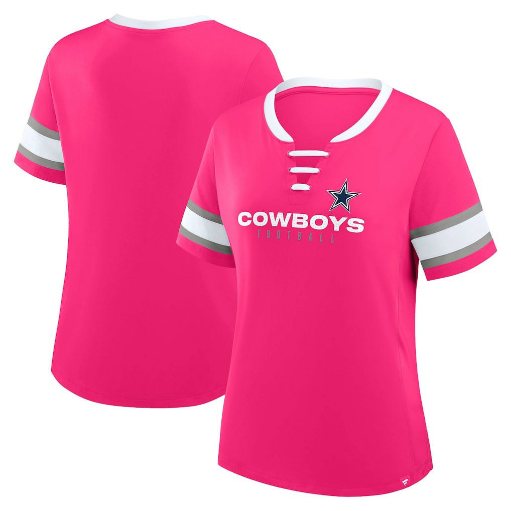 Women's Redzone Draw Play Athena Lace-Up T-Shirt - Dallas Cowboys