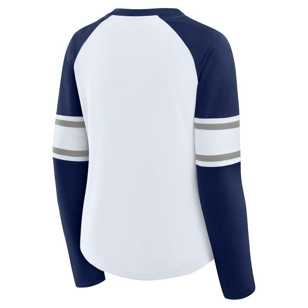 Women's Redzone Blitz Package Raglan Lace-Up V-Neck Long Sleeve T-Shirt - Dallas Cowboys