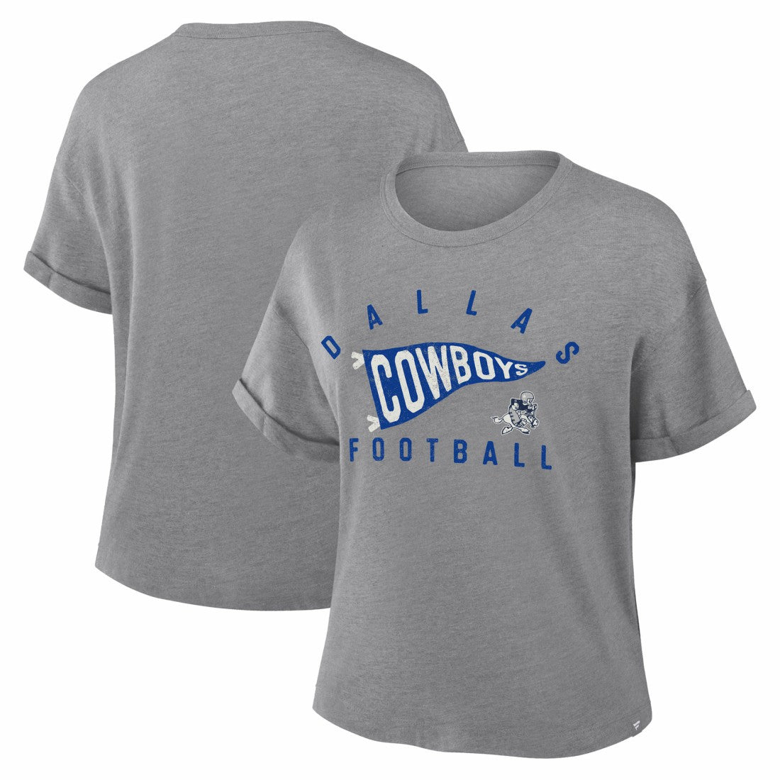 Women's Pennant Wave Tribute Tri-Blend Boxy T-Shirt - Dallas Cowboys