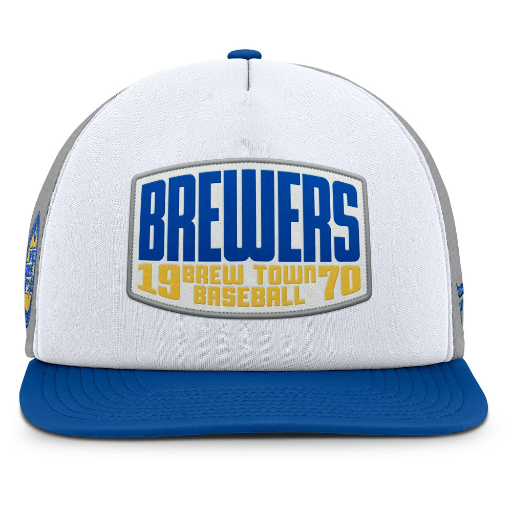 MLB Milwaukee Brewers Fanatics Cranked Foam Front Patch Trucker Adjustable Hat