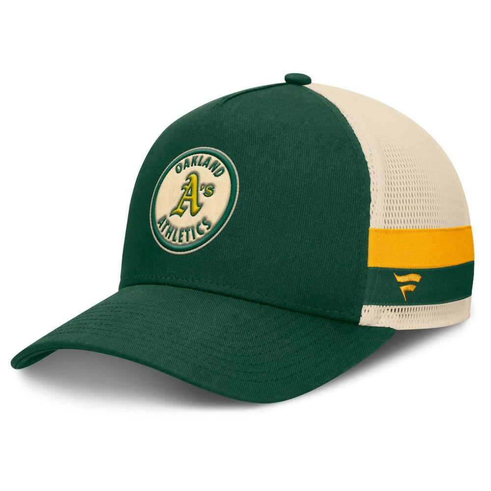 MLB Athletics Fanatics Inherited Side Stripe Trucker Adjustable Hat