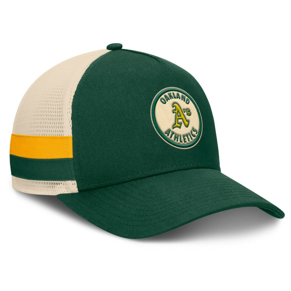 MLB Athletics Fanatics Inherited Side Stripe Trucker Adjustable Hat