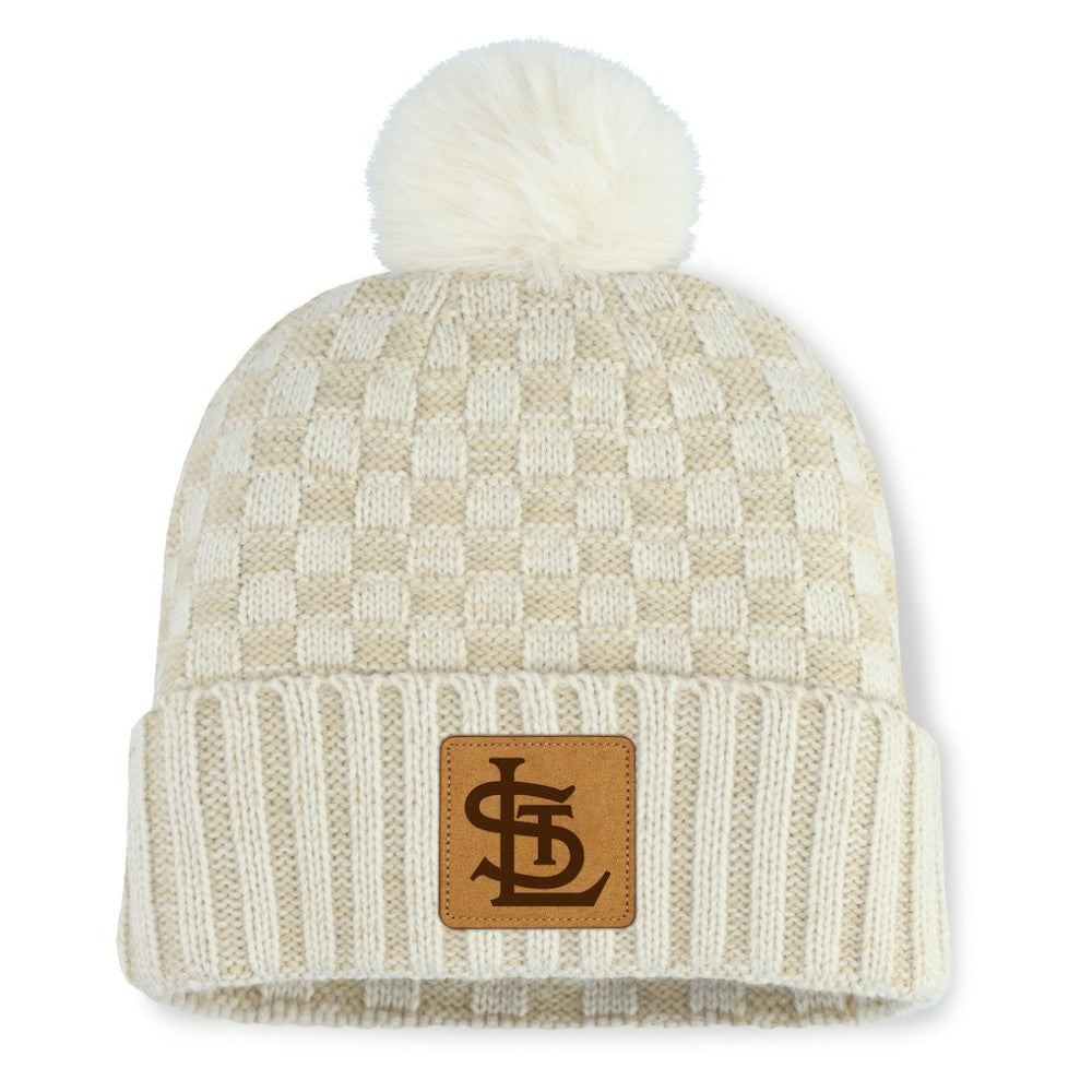 MLB St. Louis Cardinals Fanatics Women's Matchstick Cuffed Knit Hat with Pom- Natural