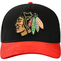 NHL Black/Red Chicago Blackhawks Mitchell & Ness May Flowers Pro Crown Adjustable Hat