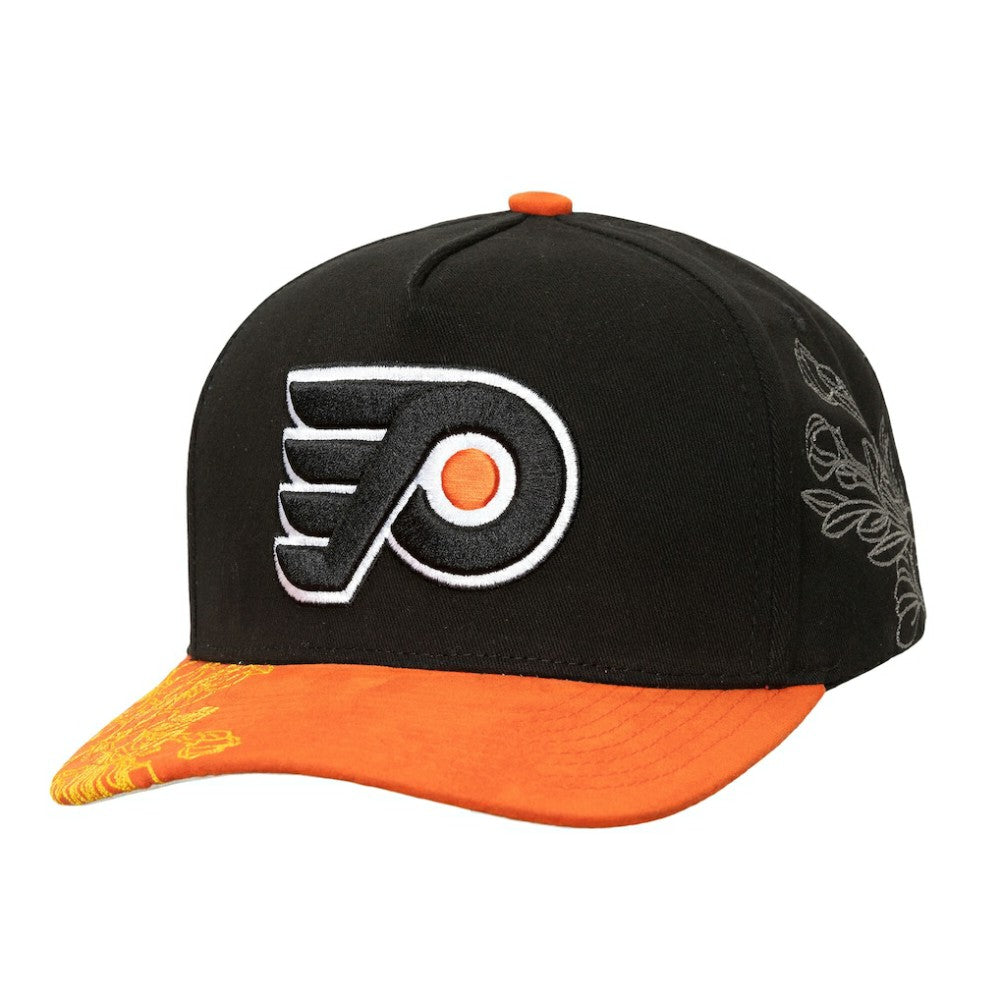 NHL Black/Orange Philadelphia Flyers Mitchell & Ness May Flowers Pro Crown Adjustable Hat