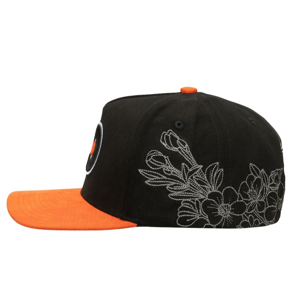 NHL Black/Orange Philadelphia Flyers Mitchell & Ness May Flowers Pro Crown Adjustable Hat