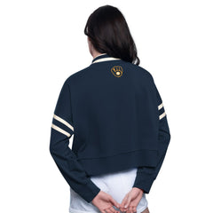 MLB Milwaukee Brewers Starter Women's Power Play Cropped Pullover Sweatshirt