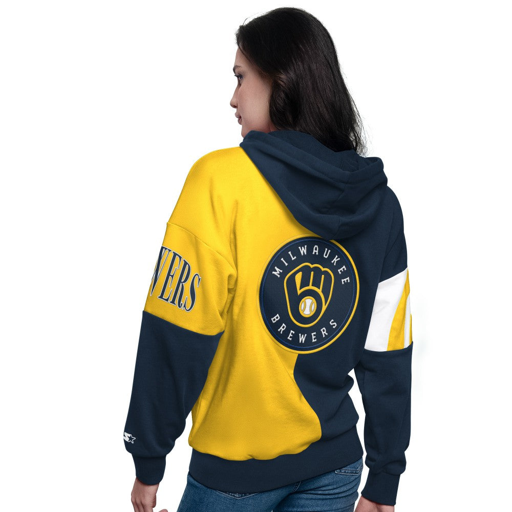MLB Milwaukee Brewers Starter Women's Curve Ball Full Zip Hoodie Sweatshirt
