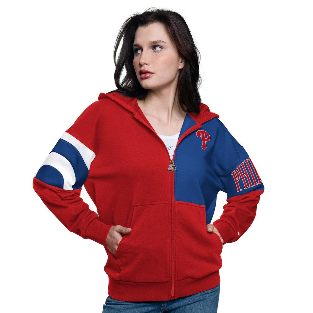 MLB Philadelphia Phillies Starter Women's Curve Ball Full Zip Hoodie Sweatshirt