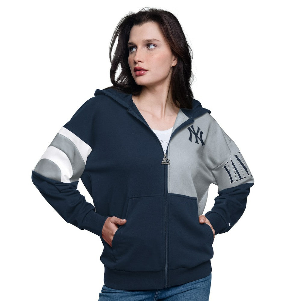 MLB New York Yankees Starter Women's Curve Ball Full Zip Hoodie Sweatshirt