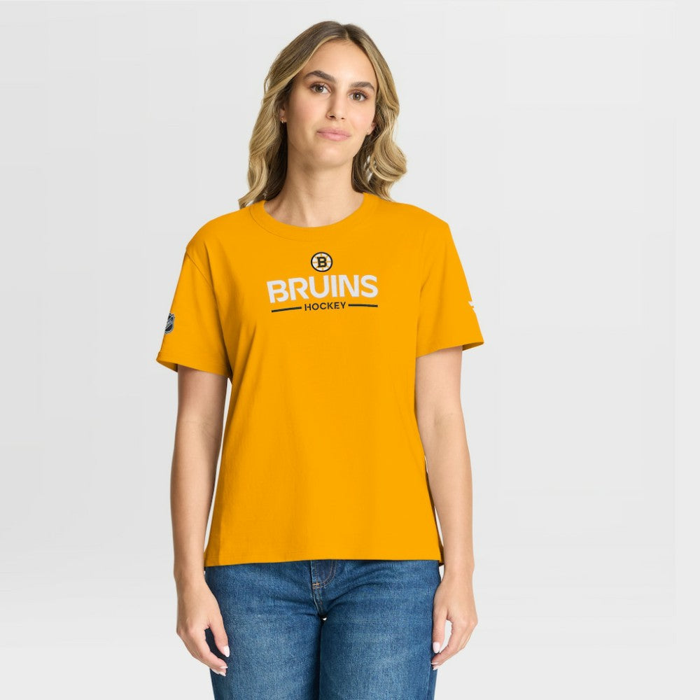 NHL Gold Boston Bruins Fanatics Women's Authentic Pro Primary T-Shirt
