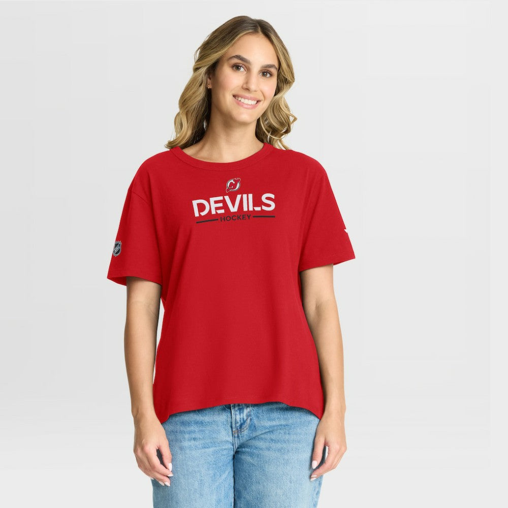 NHL Red New Jersey Devils Fanatics Women's Authentic Pro Primary T-Shirt