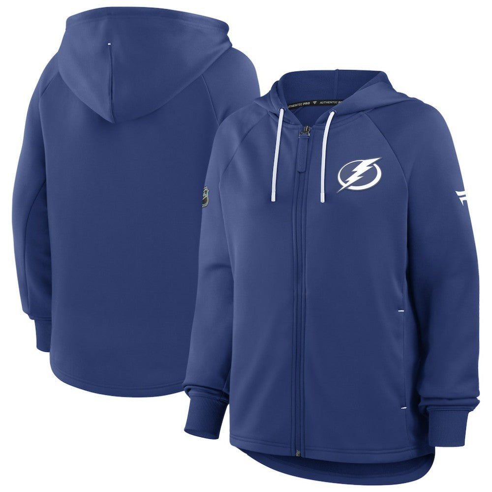 NHL Blue Tampa Bay Lightning Fanatics Women's Authentic Pro Rink Raglan Full-Zip Hoodie