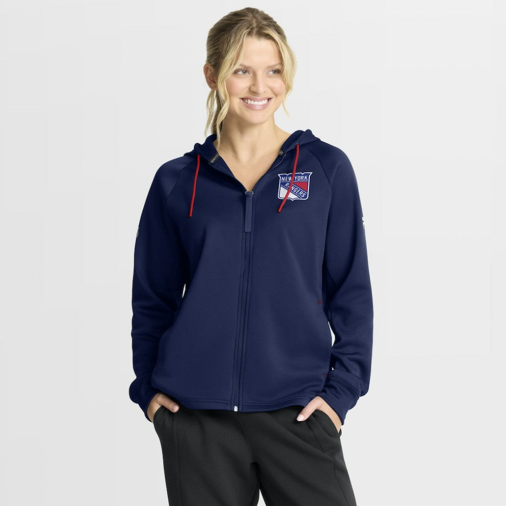 NHL Navy New York Rangers Fanatics Women's Authentic Pro Rink Raglan Full-Zip Hoodie