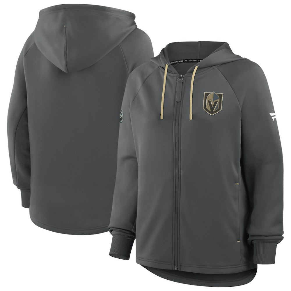 NHL Black Vegas Golden Knights Fanatics Women's Authentic Pro Rink Raglan Full-Zip Hoodie