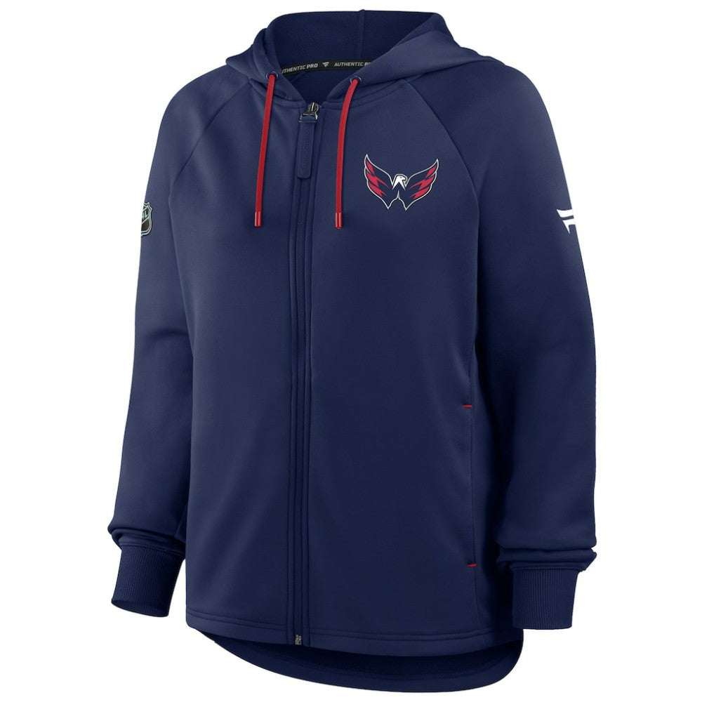 NHL Navy Washington Capitals Fanatics Women's Authentic Pro Rink Raglan Full-Zip Hoodie