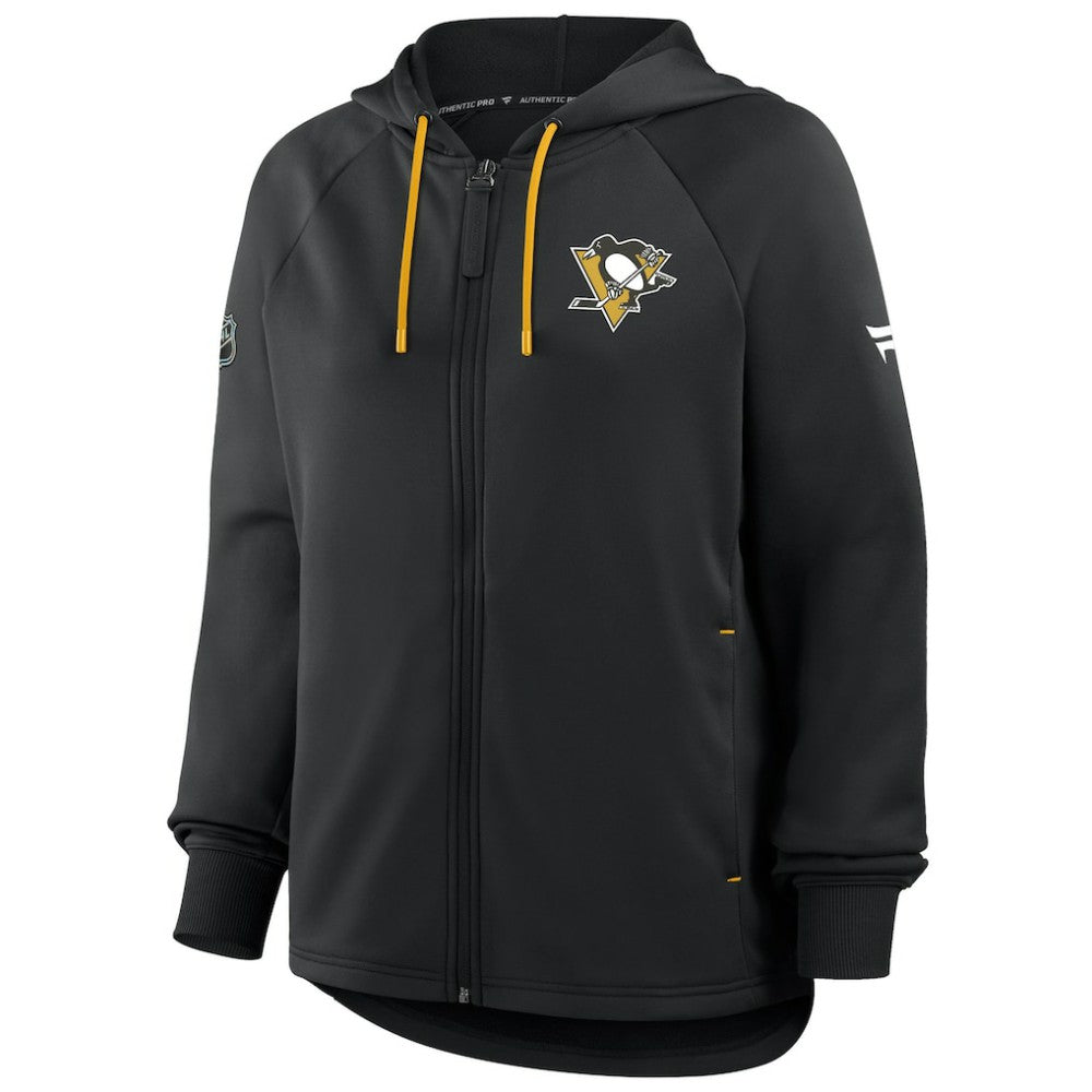NHL Black Pittsburgh Penguins Fanatics Women's Authentic Pro Rink Raglan Full-Zip Hoodie