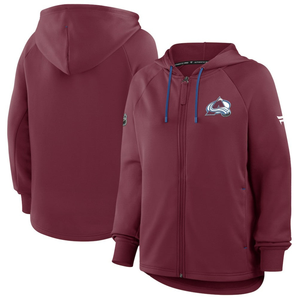 NHL Burgundy Colorado Avalanche Fanatics Women's Authentic Pro Rink Raglan Full-Zip Hoodie