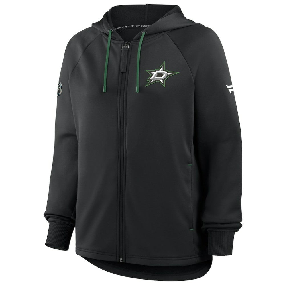 NHL Black Dallas Stars Fanatics Women's Authentic Pro Rink Raglan Full-Zip Hoodie