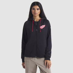 NHL Black Detroit Red Wings Fanatics Women's Authentic Pro Rink Raglan Full-Zip Hoodie