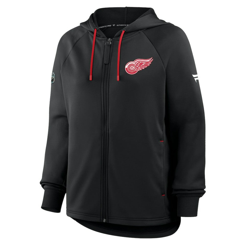 NHL Black Detroit Red Wings Fanatics Women's Authentic Pro Rink Raglan Full-Zip Hoodie