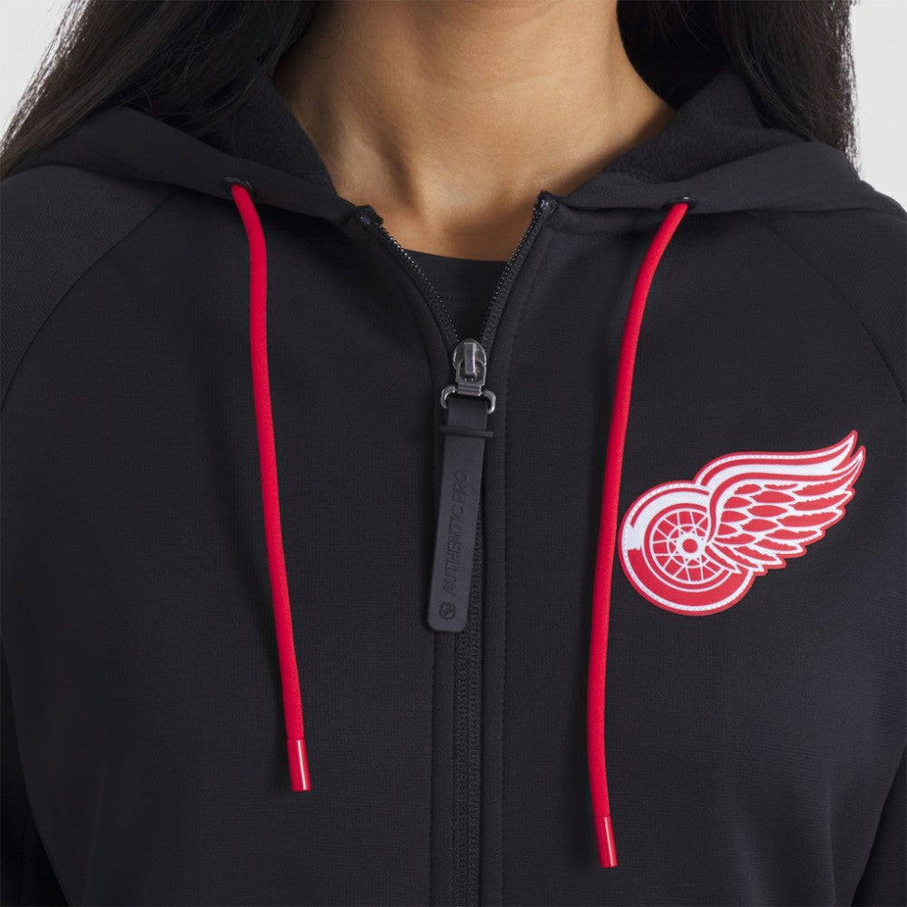 NHL Black Detroit Red Wings Fanatics Women's Authentic Pro Rink Raglan Full-Zip Hoodie