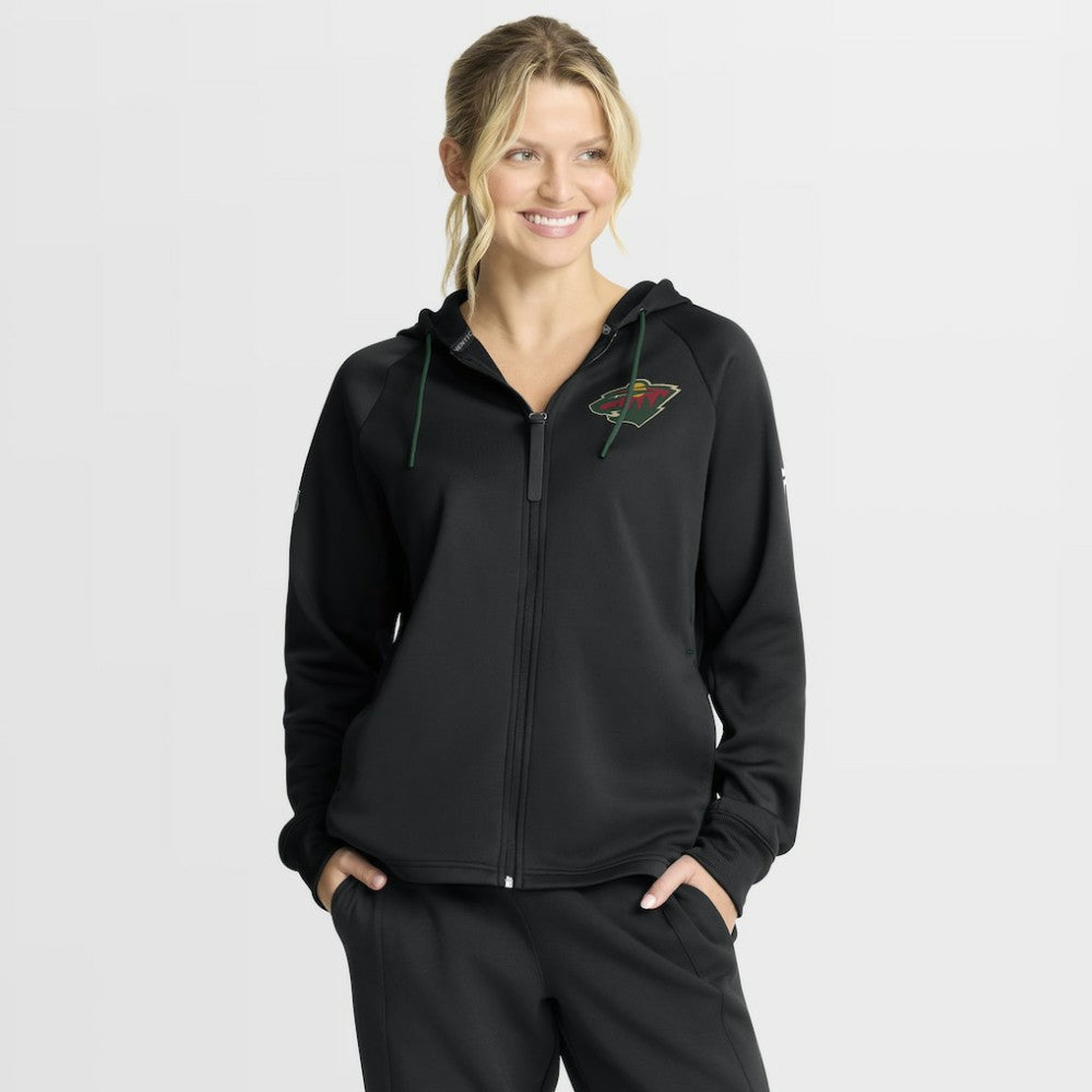 NHL Black Minnesota Wild Fanatics Women's Authentic Pro Rink Raglan Full-Zip Hoodie