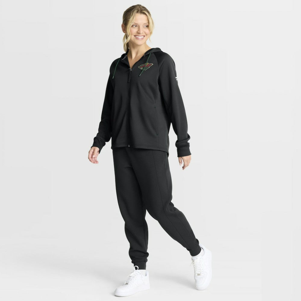 NHL Black Minnesota Wild Fanatics Women's Authentic Pro Rink Raglan Full-Zip Hoodie