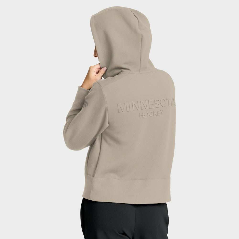 NHL Tan Minnesota Wild Fanatics Women's Authentic Pro Road Tri-Blend Quarter-Zip Hoodie