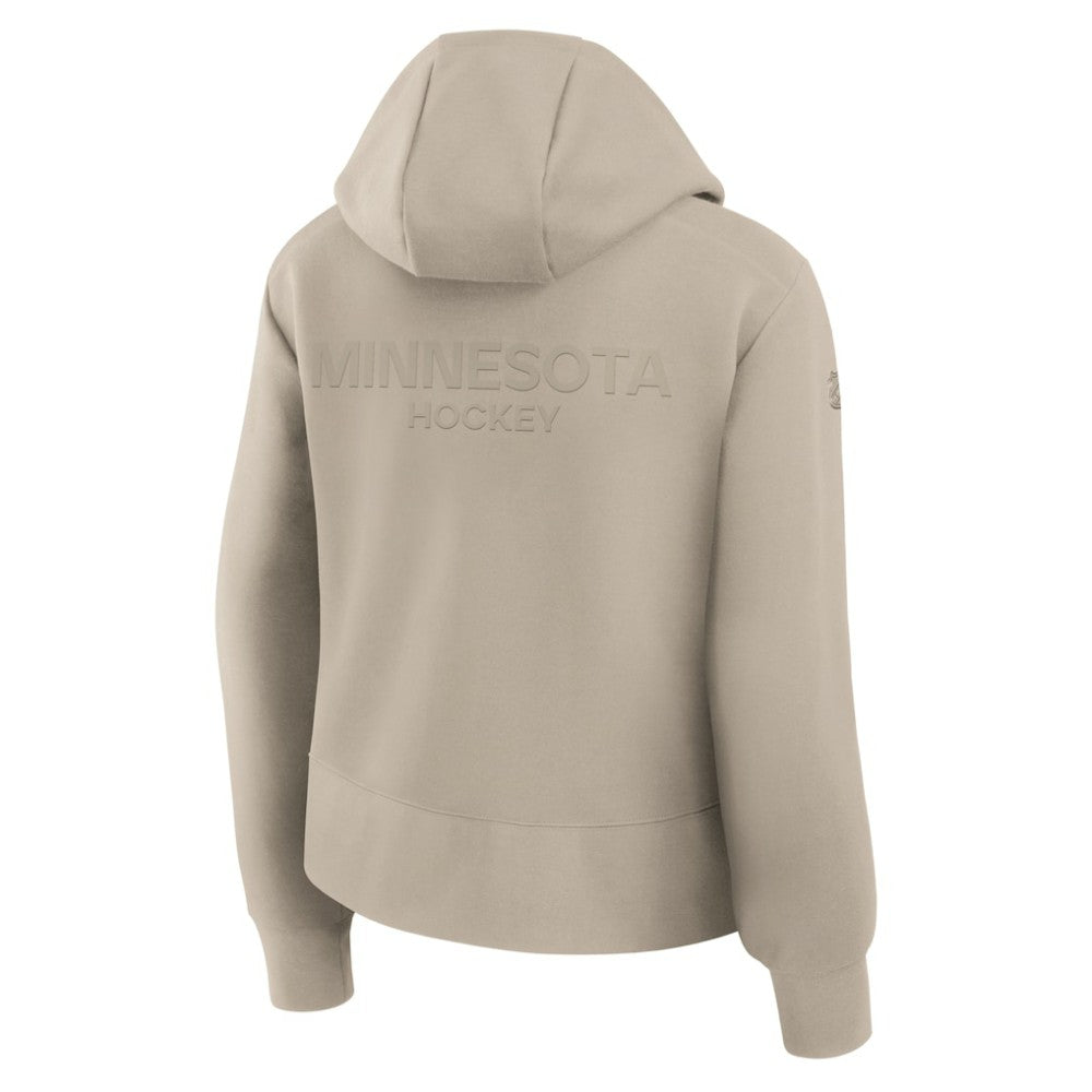NHL Tan Minnesota Wild Fanatics Women's Authentic Pro Road Tri-Blend Quarter-Zip Hoodie