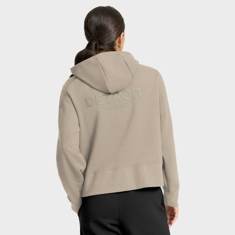 NHL Tan Detroit Red Wings Fanatics Women's Authentic Pro Road Tri-Blend Quarter-Zip Hoodie