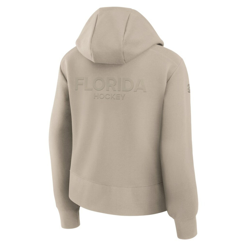 NHL Tan Florida Panthers Fanatics Women's Authentic Pro Road Tri-Blend Quarter-Zip Hoodie