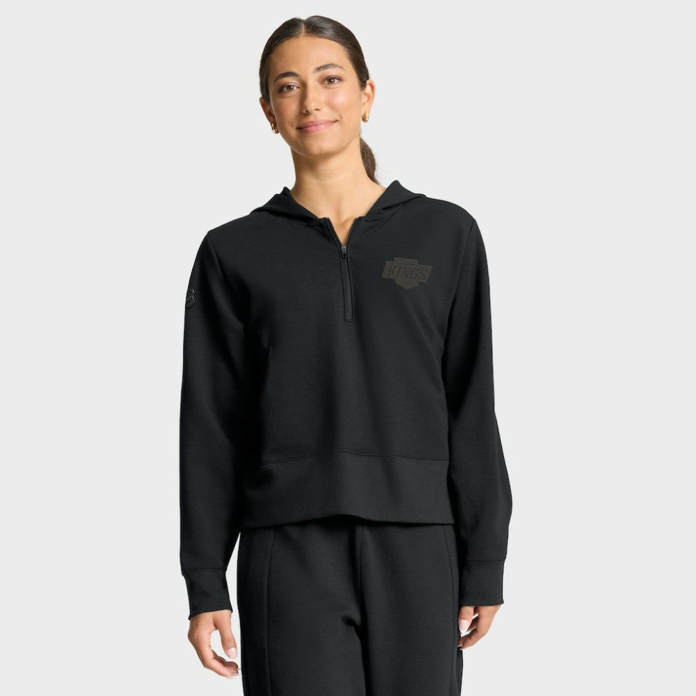 NHL Black Los Angeles Kings Fanatics Women's Authentic Pro Road Tri-Blend Quarter-Zip Hoodie