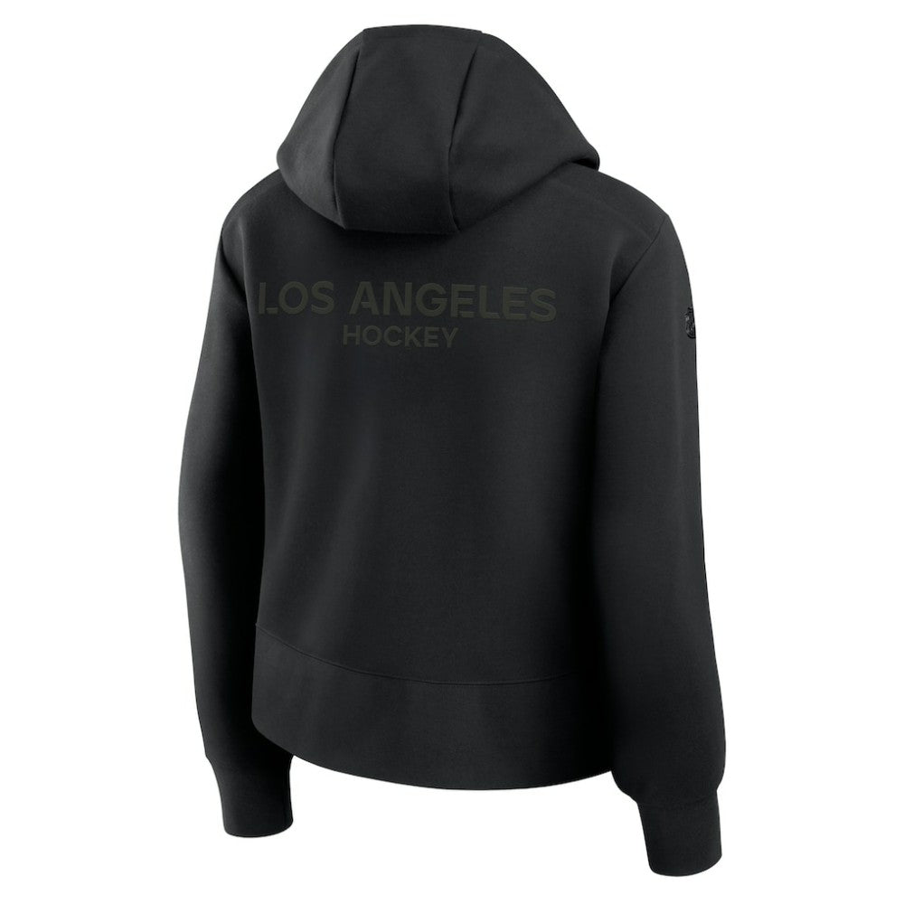 NHL Black Los Angeles Kings Fanatics Women's Authentic Pro Road Tri-Blend Quarter-Zip Hoodie