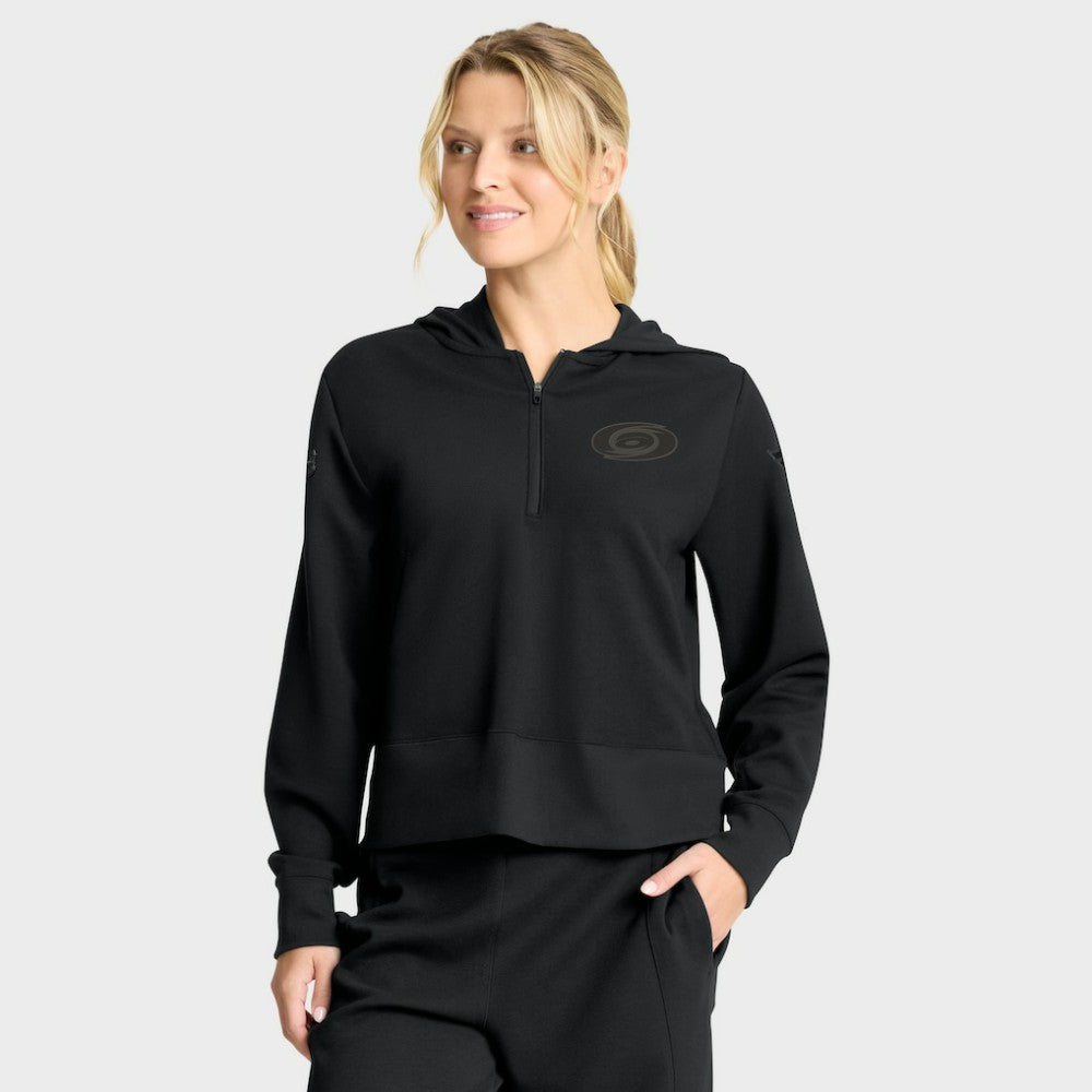 NHL Black Carolina Hurricanes Fanatics Women's Authentic Pro Road Tri-Blend Quarter-Zip Hoodie