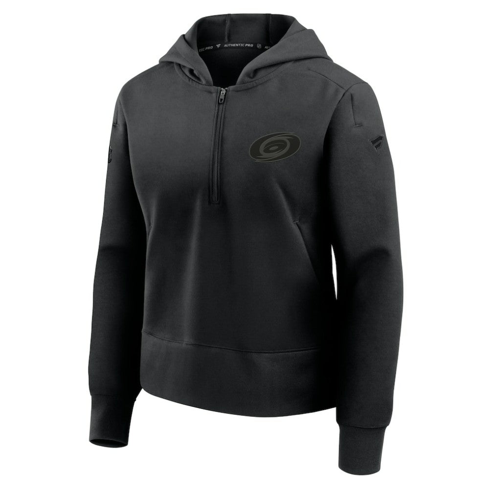 NHL Black Carolina Hurricanes Fanatics Women's Authentic Pro Road Tri-Blend Quarter-Zip Hoodie