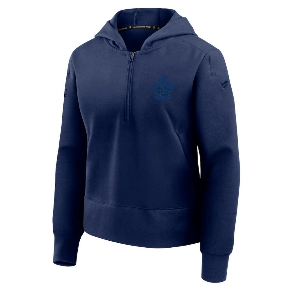 NHL Navy Toronto Maple Leafs Fanatics Women's Authentic Pro Road Tri-Blend Quarter-Zip Hoodie