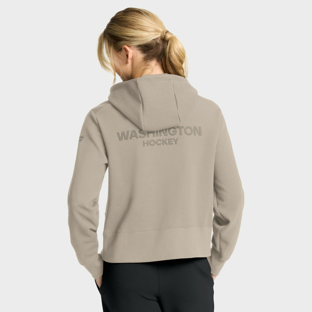 NHL Tan Washington Capitals Fanatics Women's Authentic Pro Road Tri-Blend Quarter-Zip Hoodie