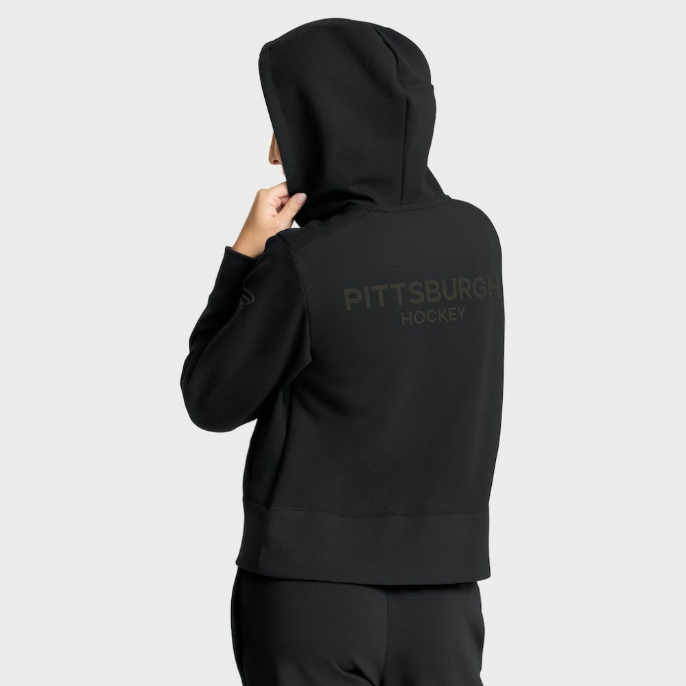 NHL Black Pittsburgh Penguins Fanatics Women's Authentic Pro Road Tri-Blend Quarter-Zip Hoodie