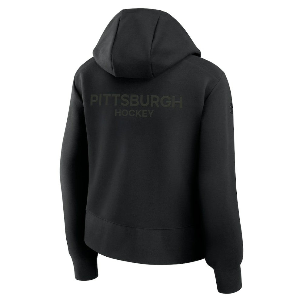 NHL Black Pittsburgh Penguins Fanatics Women's Authentic Pro Road Tri-Blend Quarter-Zip Hoodie