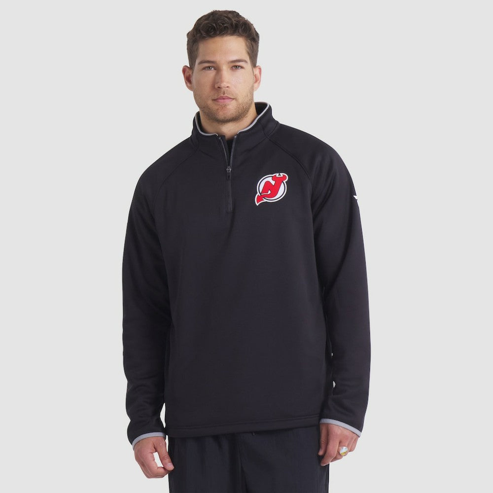 NHL Black New Jersey Devils Fanatics Authentic Pro Rink Raglan Quarter-Zip Pullover