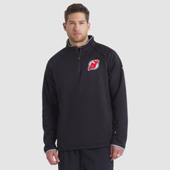 NHL Black New Jersey Devils Fanatics Authentic Pro Rink Raglan Quarter-Zip Pullover